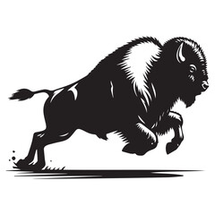Majestic American Bison Silhouettes: Graceful Outlines for Wildlife Enthusiasts, Graceful American Bison Silhouettes: Majestic Wildlife Art, Bison buffalo silhouettes isolated on white background.