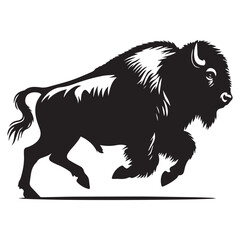 Majestic American Bison Silhouettes: Graceful Outlines for Wildlife Enthusiasts, Graceful American Bison Silhouettes: Majestic Wildlife Art, Bison buffalo silhouettes isolated on white background.