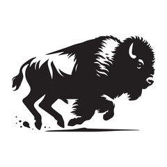 Majestic American Bison Silhouettes: Graceful Outlines for Wildlife Enthusiasts, Graceful American Bison Silhouettes: Majestic Wildlife Art, Bison buffalo silhouettes isolated on white background.