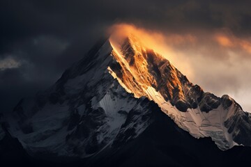 The play of light and shadow on a mountain face