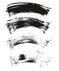 Hand Drawn Flat Fan Brush Thin Curved Background High Detail Abstract Vector Background Set 