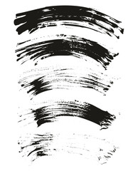 Hand Drawn Flat Fan Brush Thin Curved Background High Detail Abstract Vector Background Set 