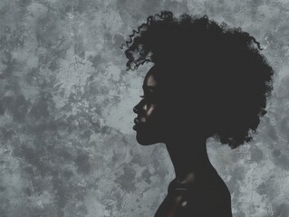 Profile portrait of an African American woman. African culture and ethnicity. Feminine beauty.