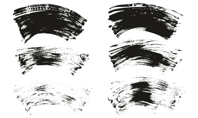 Hand Drawn Flat Fan Brush Thin Curved Background High Detail Abstract Vector Background Set 