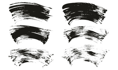 Hand Drawn Flat Fan Brush Thin Curved Background High Detail Abstract Vector Background Set 