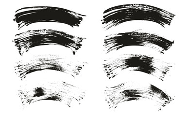 Hand Drawn Flat Fan Brush Thin Curved Background High Detail Abstract Vector Background Set 