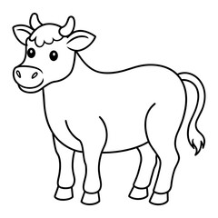 cartoon cow animal line art vector