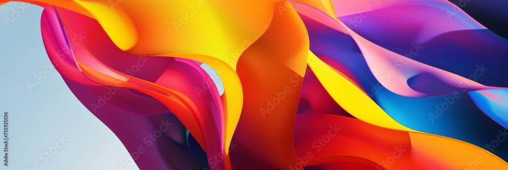 Poster abstract colorful fluid art design - vivid colors swirl in an organic pattern creating a vibrant abs
