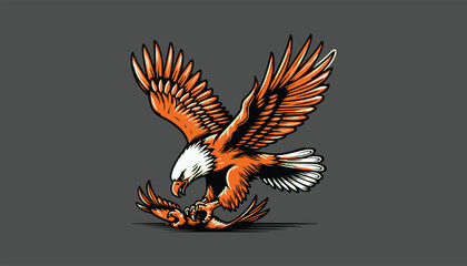 eagle with wings, eagle hunting bird, eagle flying design logo, 