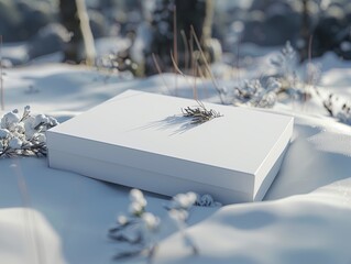 white craft square round box in the snow