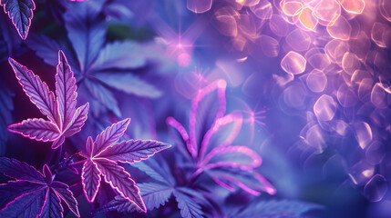 Purple leaves glow amidst a magical, bokeh-lit background