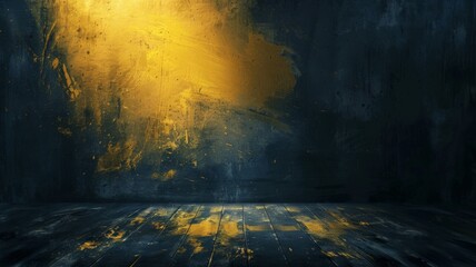 Abstract golden splash on dark background - Dynamic image featuring an abstract splash of golden paint against a dark, textured background invoking a sense of creativity and drama