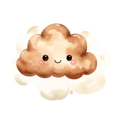 a cute nursery smiling cloud isolated on white, on white background сreated with Generative Ai