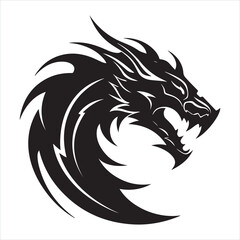 A black silhouette dragon head
