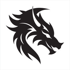 A black silhouette dragon head
