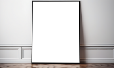 Huge big wall art, vertical framed artwork, picture mockup standing on floor, leaning on wall