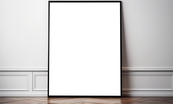 Huge big wall art, vertical framed artwork, picture mockup standing on floor, leaning on wall