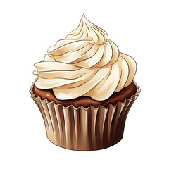 a cute nursery cupcake isolated, plain white background сreated with Generative Ai