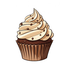 a cute nursery cupcake isolated, plain white background сreated with Generative Ai