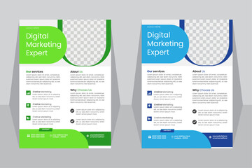 a bundle of 2 templates of different color a4 Flyer template, abstract business flyer and vector template.