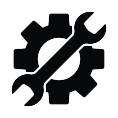 Gear and wrench vector illustration logo symbol, maintenance icon