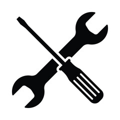 Wrench and screwdriver vector illustration, maintenance logo symbol