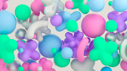 3D Colorful Floating shapes background