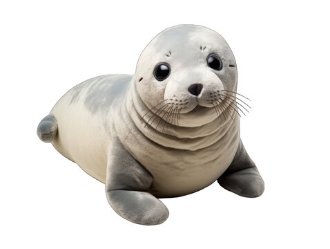 seel stuffed animal isolated on transparent background, transparency image, removed background