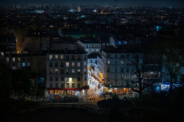 Parisian Neighborhood at Night