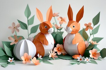 Obraz premium selfmade easter bunny and easter eggs