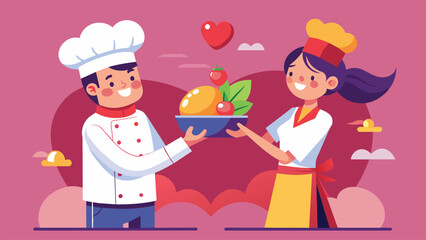 a cook gives a heart to a person vector