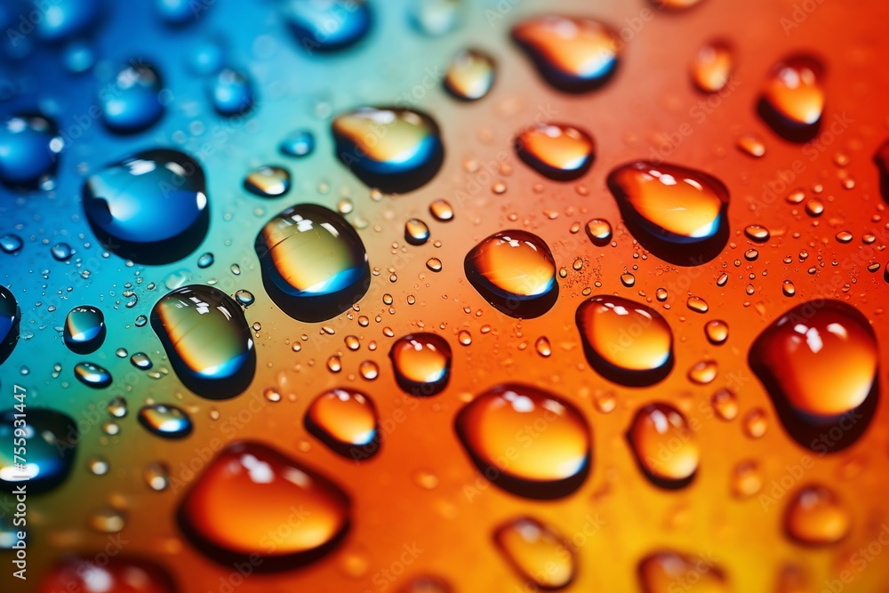 Poster a macro shot of raindrops on a window creating abstract art