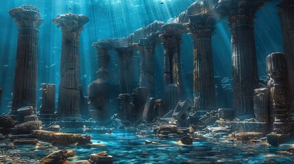Oceanic Relics: Remnants of Civilization Submerged Beneath the Sea.