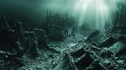 Fotobehang Sunken Heritage: Civilization's Ruins Resting on the Ocean Floor. © pengedarseni