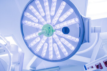 modern surgical lighting equipment lamps in operating room in clinic or hospital