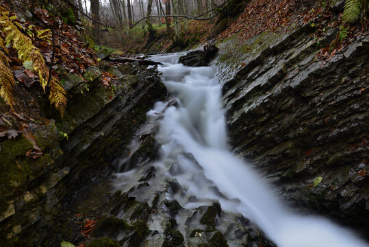 waterfall in the forest of Poloniny