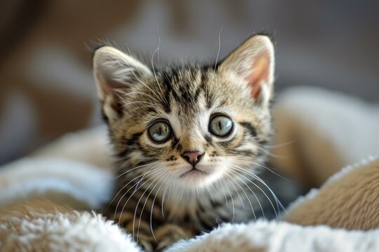 Adorable cute kitten. Relax face hair. Generate Ai