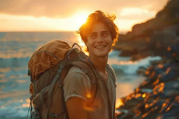 Deurstickers Sunset Beach Backpacker Journey © Orod