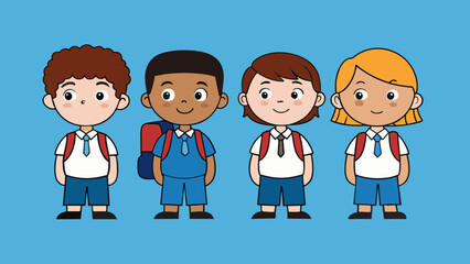 School Children Vibrant Vector Cartoons for a Playful Learning Atmosphere