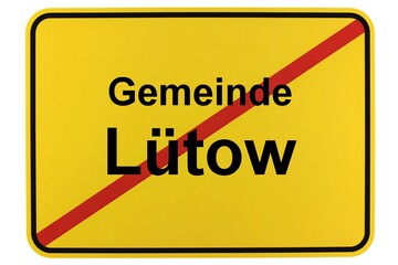 Illustration eines Ortsschildes der Gemeinde Lütow in Mecklenburg-Vorpommern