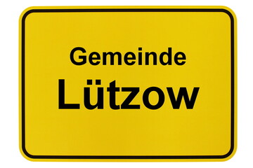 Illustration eines Ortsschildes der Gemeinde Lützow in Mecklenburg-Vorpommern
