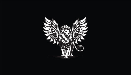 Lion with wings logo design 
