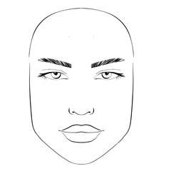 Woman's face chart for makeup artists

