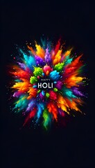 Illustration of holi banner with explosion of colorful powders in the air.