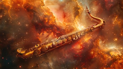 A flute placed in the center of a vast expanse filled with twinkling stars.