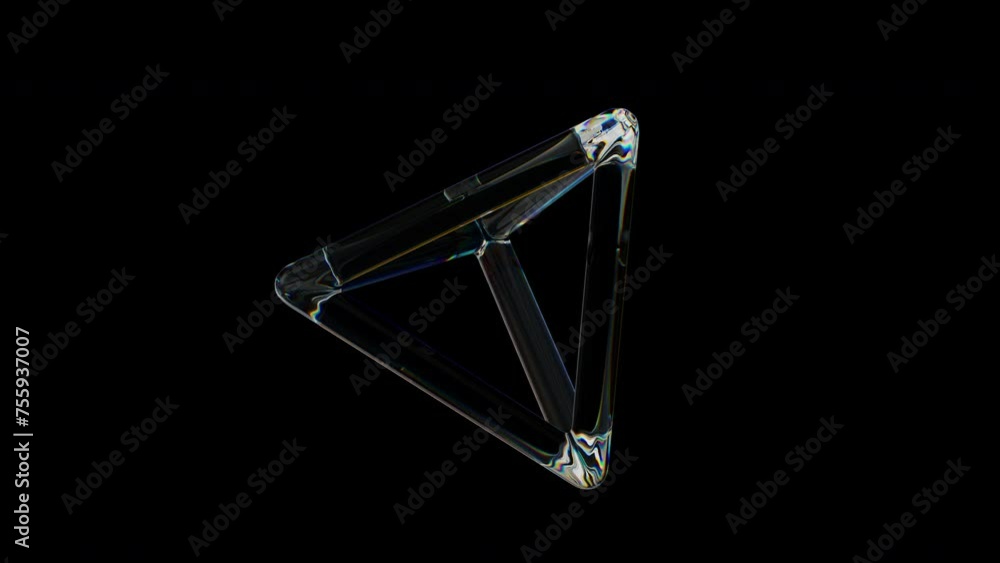 Aufkleber 3d transparent rotating glossy wired object rings with dispersion effect. rainbow colors reflection 