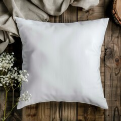 White Throw Pillow Mockup