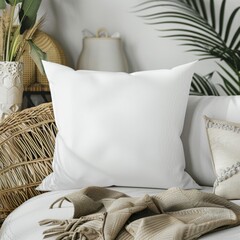 White Throw Pillow Mockup