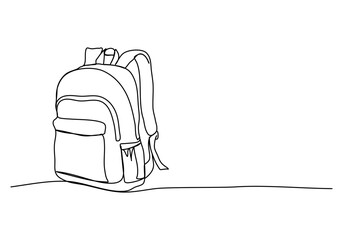 Backpack. One line drawing vector illustration.