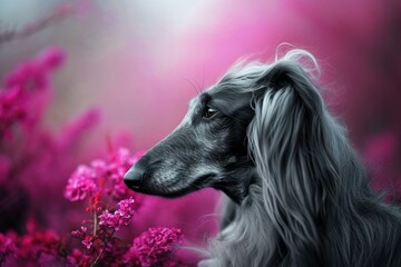 Afghan hound dog. Nature grooming. Generate Ai